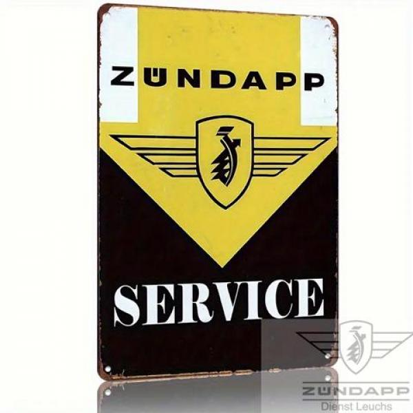Zündapp Service Metall Schild 20x30cm in Weiß/Gelb und Schwarz